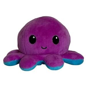 Purple and Blue Happy Sad Interchangeable Octopus Small Plush